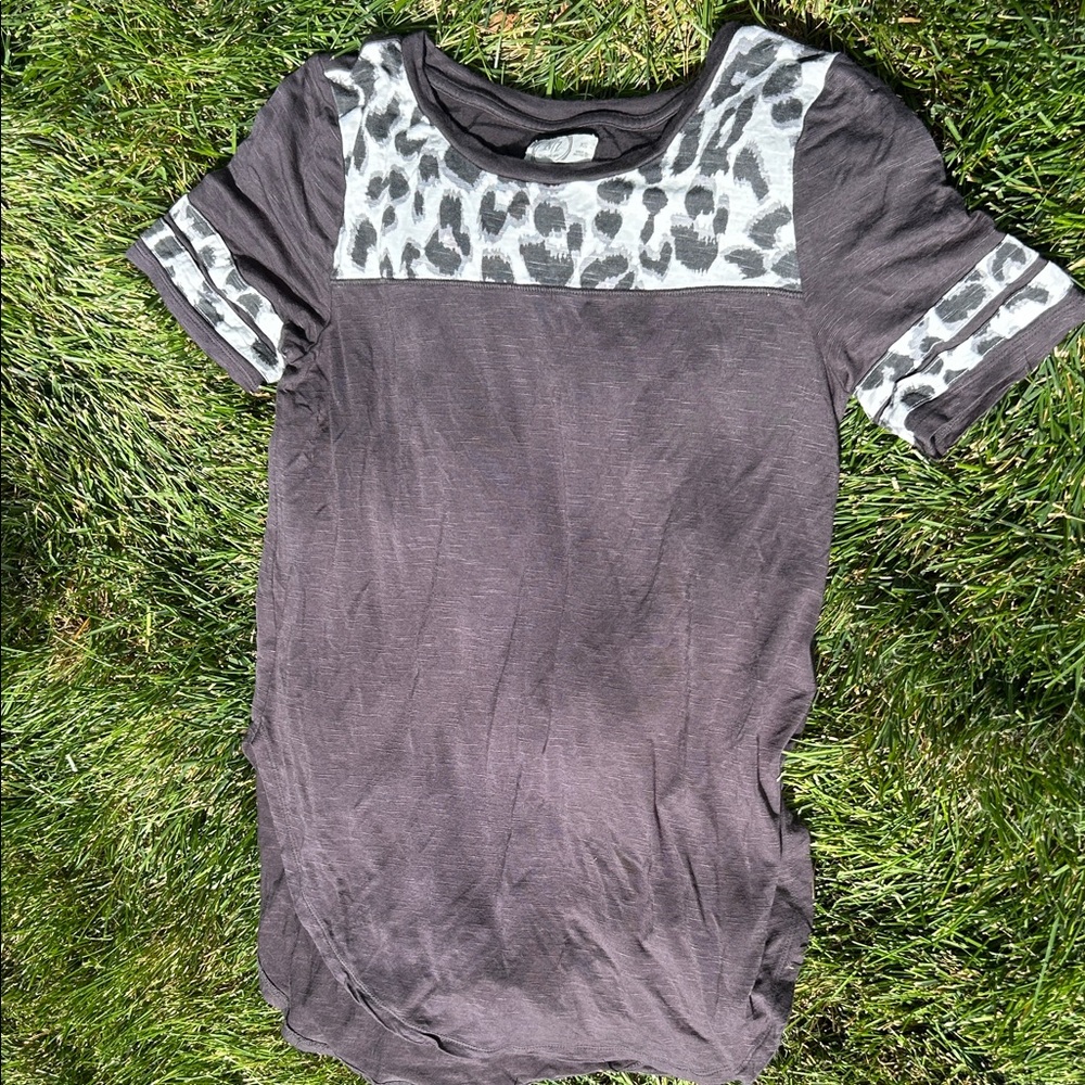 Maurices Charcoal and White Animal Print Tee